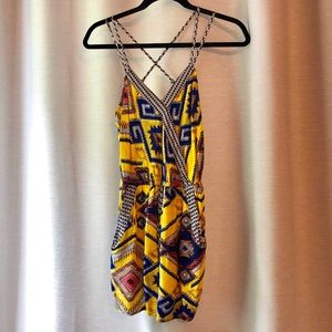 Bright yellow patterned romper